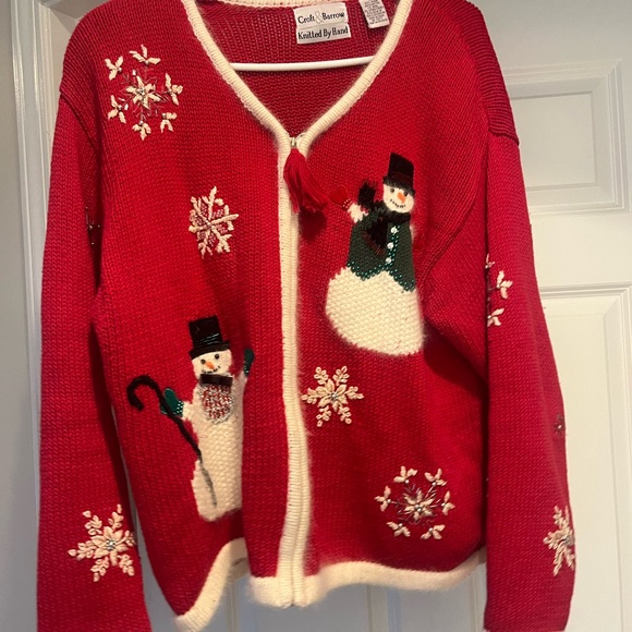 croft & barrow Sweaters - Croft & Barrow Red Snowman Cardigan